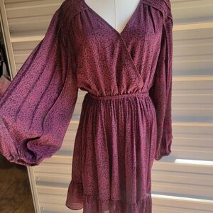 Madewell Elegant Maroon Floral Chiffon Dress